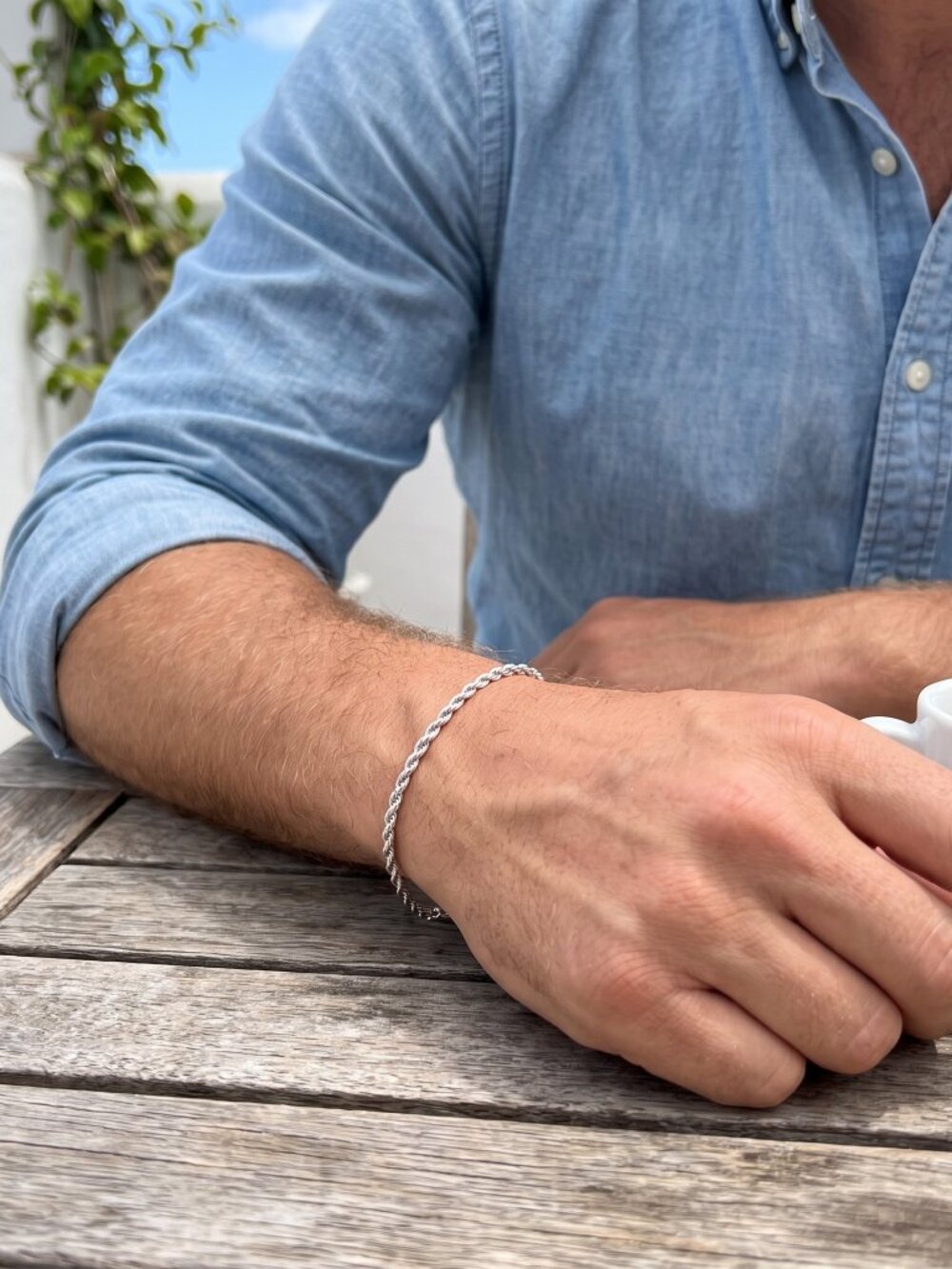 Mens Rope Bracelet Solid 925 Sterling Silver 3mm 8 Inch Stamped 925 Real Silver